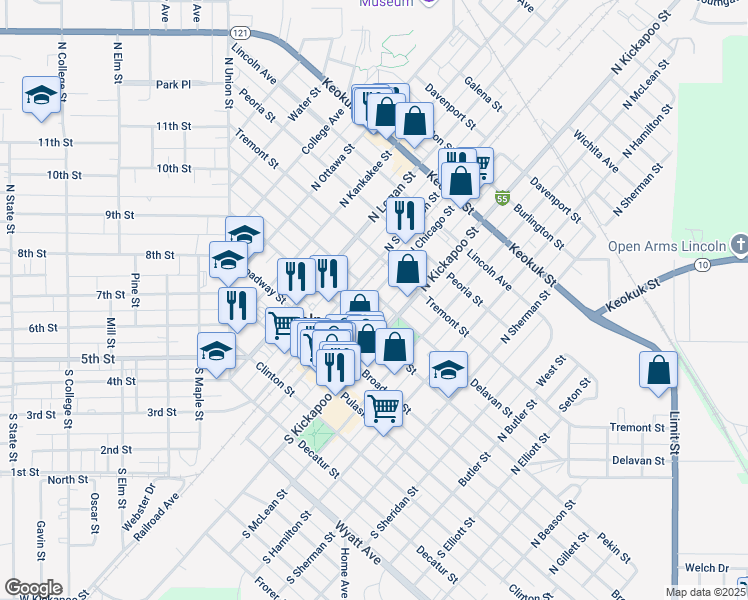 map of restaurants, bars, coffee shops, grocery stores, and more near 700 Delavan Street in Lincoln