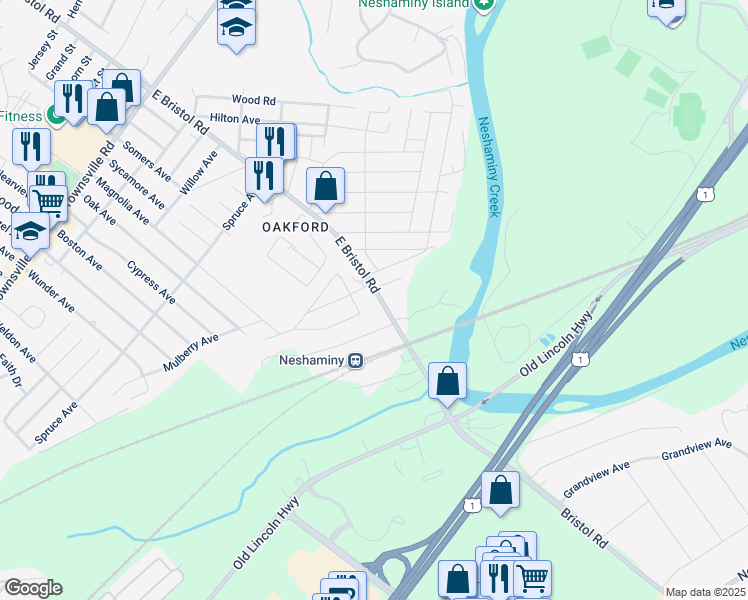 map of restaurants, bars, coffee shops, grocery stores, and more near 4304 East Bristol Road in Feasterville-Trevose