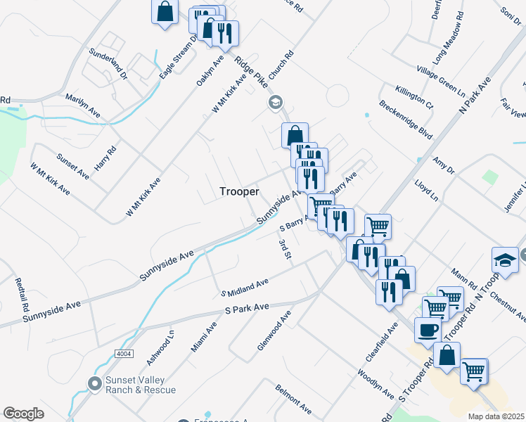 map of restaurants, bars, coffee shops, grocery stores, and more near 309 Sunnyside Avenue in Eagleville
