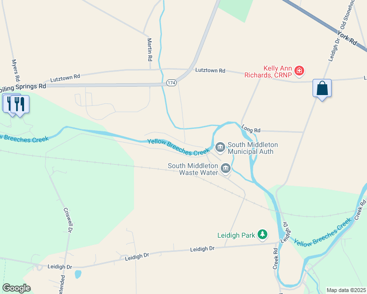 map of restaurants, bars, coffee shops, grocery stores, and more near 1453 Cockleys Meadow Drive in Boiling Springs
