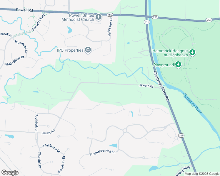 map of restaurants, bars, coffee shops, grocery stores, and more near 1733 Jewett Road in Powell