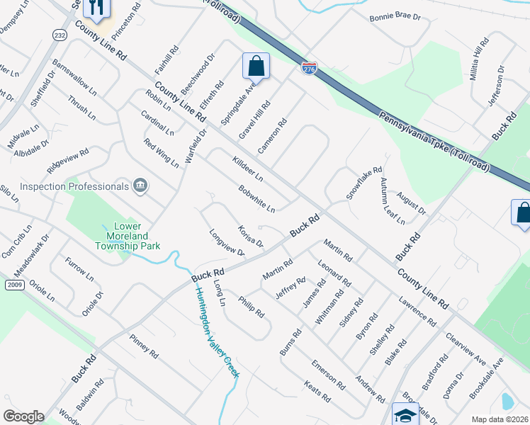 map of restaurants, bars, coffee shops, grocery stores, and more near 638 Bobwhite Lane in Montgomery County