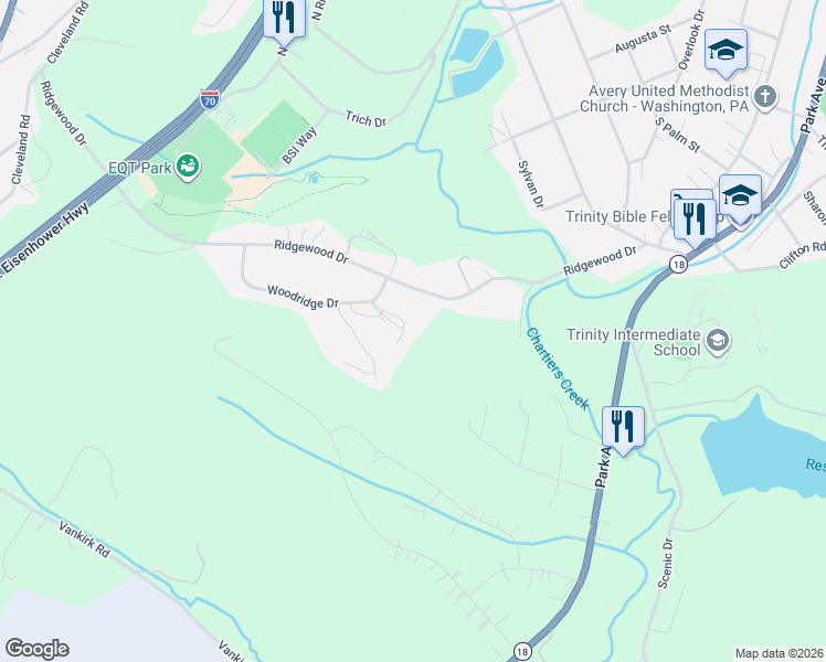 map of restaurants, bars, coffee shops, grocery stores, and more near 410 Sugar Maple Circle in Washington