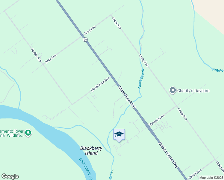 map of restaurants, bars, coffee shops, grocery stores, and more near 12255 Golden State Highway in Red Bluff