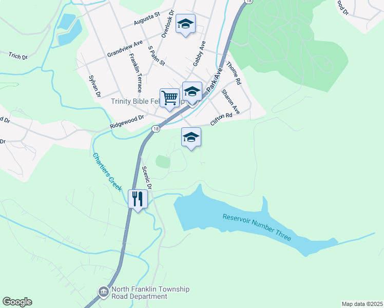 map of restaurants, bars, coffee shops, grocery stores, and more near 50 Scenic Drive in Washington
