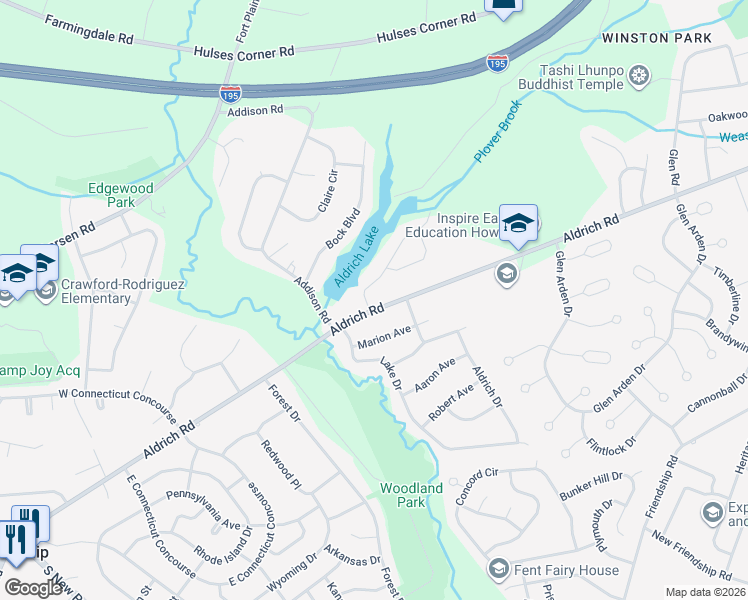 map of restaurants, bars, coffee shops, grocery stores, and more near 2 Cooper Drive in Howell Township