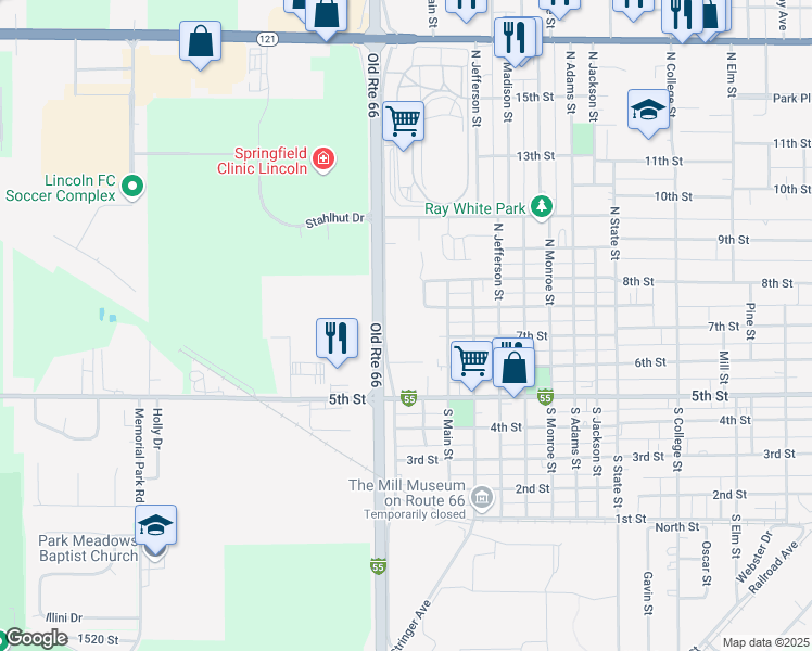 map of restaurants, bars, coffee shops, grocery stores, and more near 1500 7th Street in Lincoln