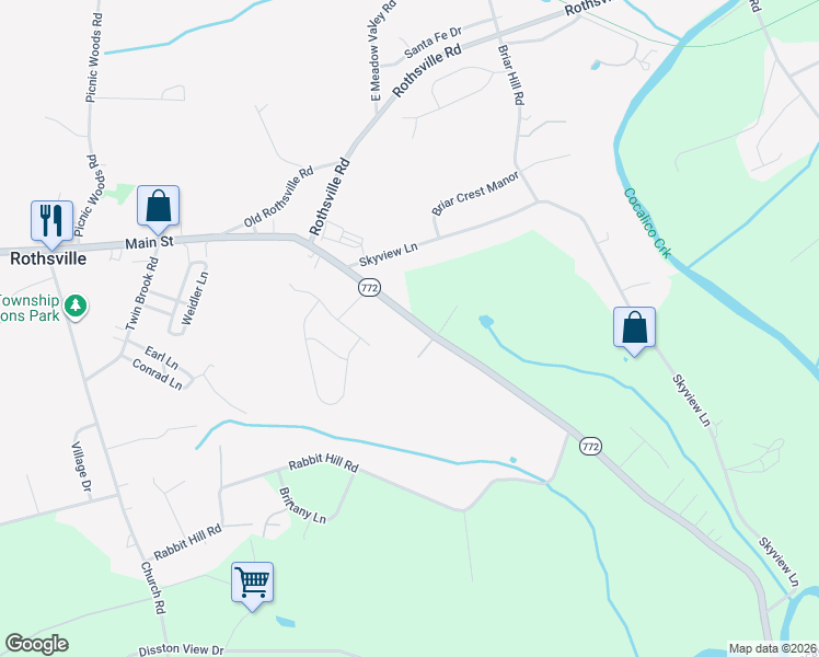 map of restaurants, bars, coffee shops, grocery stores, and more near 250 Whitney Lane in Lititz