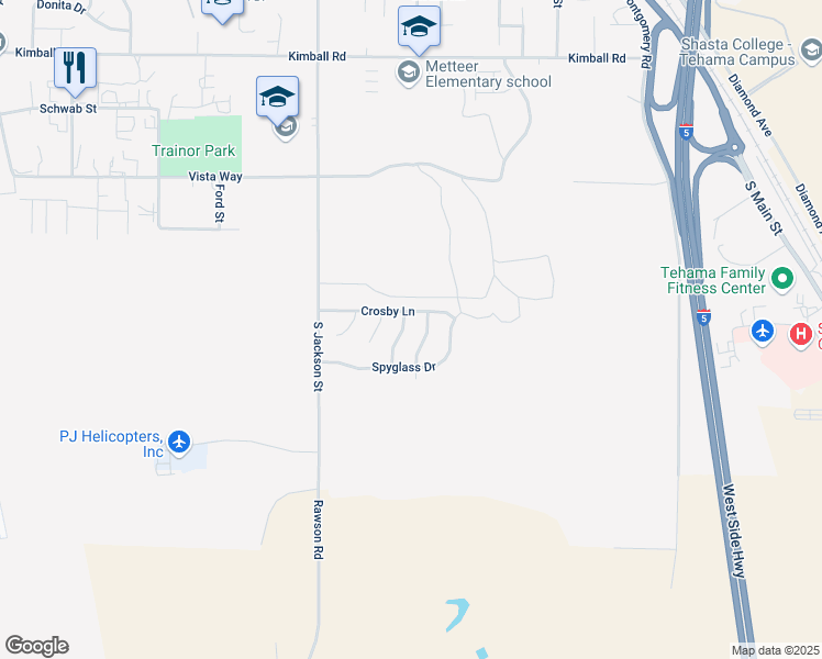 map of restaurants, bars, coffee shops, grocery stores, and more near 655 Nicklaus Avenue in Red Bluff