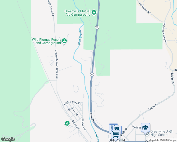 map of restaurants, bars, coffee shops, grocery stores, and more near 435-459 Highway 89 in Greenville