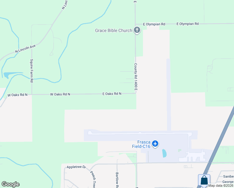 map of restaurants, bars, coffee shops, grocery stores, and more near 504 East Oaks Road North in Urbana