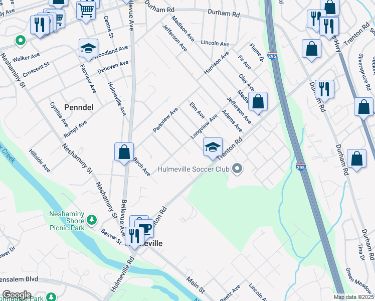 map of restaurants, bars, coffee shops, grocery stores, and more near 825 Buttonwood Avenue in Langhorne