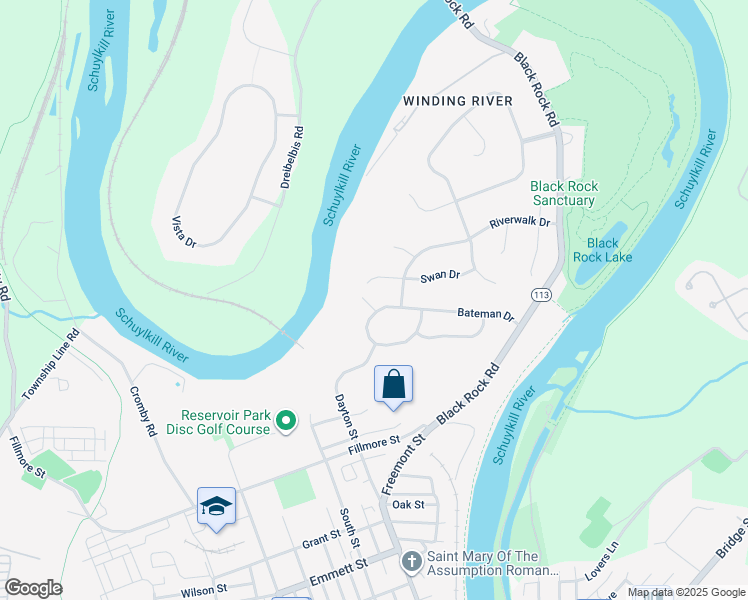 map of restaurants, bars, coffee shops, grocery stores, and more near 3003 Milton's Court in Phoenixville