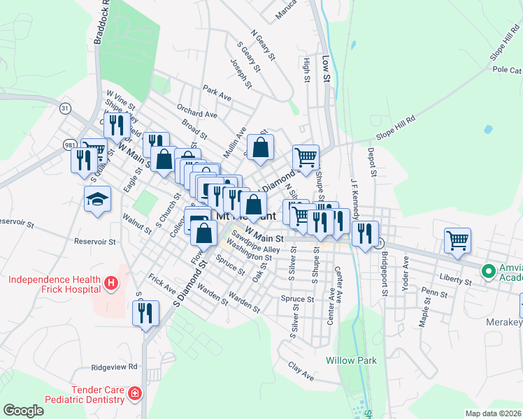 map of restaurants, bars, coffee shops, grocery stores, and more near in Mount Pleasant