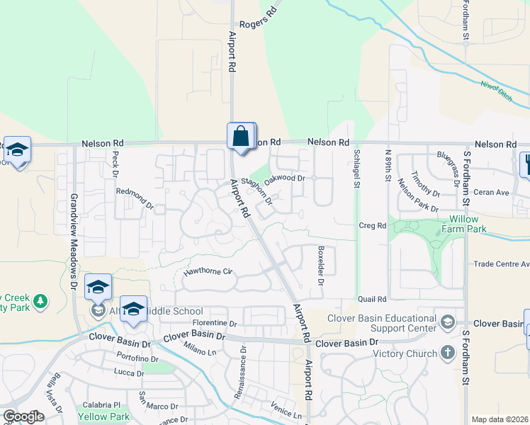 map of restaurants, bars, coffee shops, grocery stores, and more near 795 Thornwood Circle in Longmont
