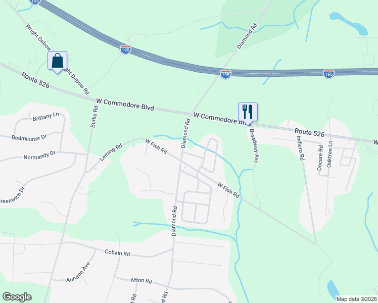 map of restaurants, bars, coffee shops, grocery stores, and more near 569 Diamond Road in Jackson Township