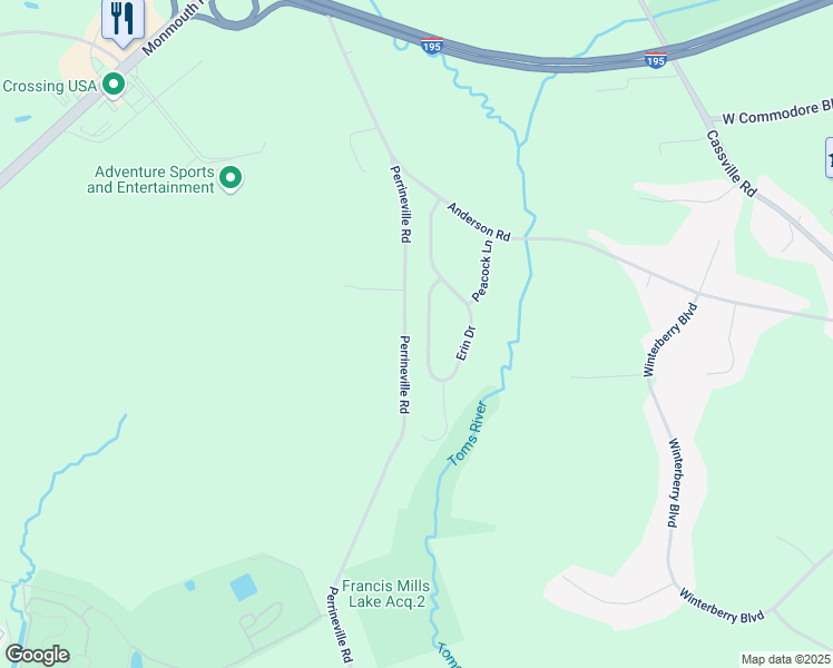 map of restaurants, bars, coffee shops, grocery stores, and more near 102 Erin Drive in Jackson Township