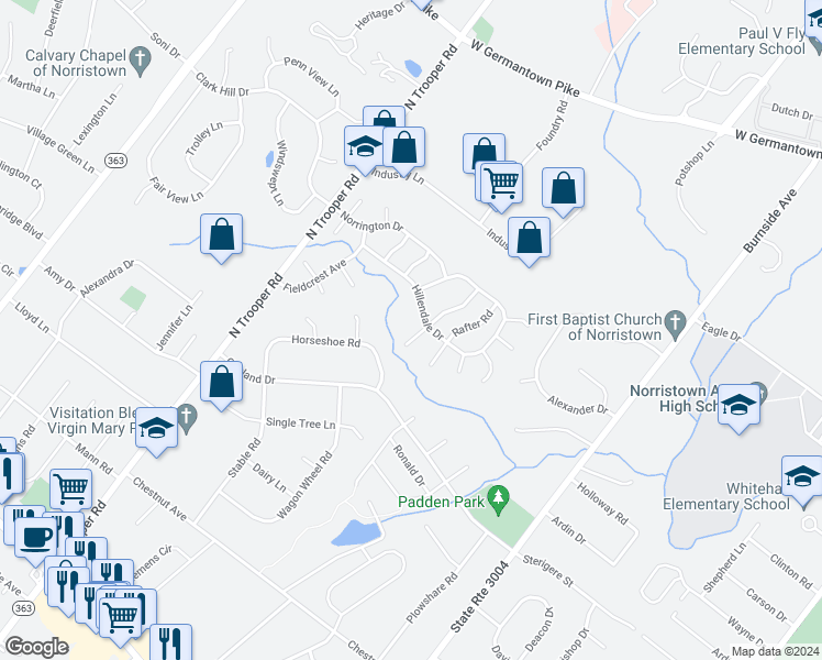 map of restaurants, bars, coffee shops, grocery stores, and more near 1615 Countryside Lane in Eagleville