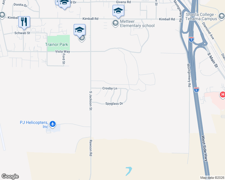 map of restaurants, bars, coffee shops, grocery stores, and more near 655 Nicklaus Avenue in Red Bluff