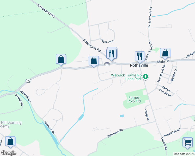 map of restaurants, bars, coffee shops, grocery stores, and more near 31 Edgewood Drive in Lititz