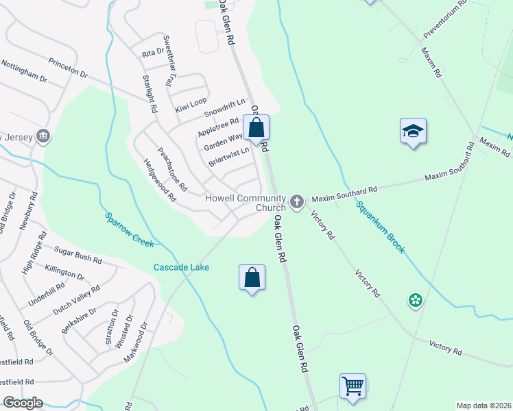 map of restaurants, bars, coffee shops, grocery stores, and more near 1532 Maxim Southard Road in Howell Township