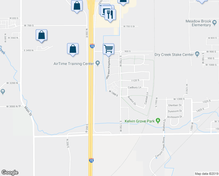 map of restaurants, bars, coffee shops, grocery stores, and more near 1830 1120 South in Springville