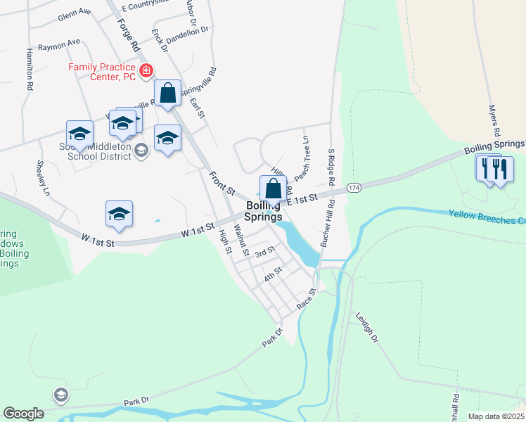 map of restaurants, bars, coffee shops, grocery stores, and more near in Boiling Springs