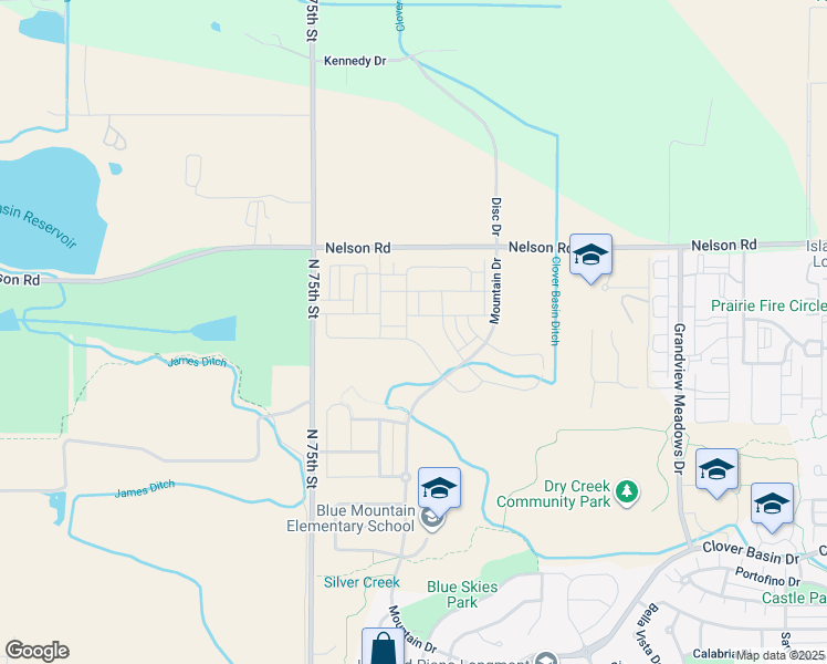 map of restaurants, bars, coffee shops, grocery stores, and more near 5636 Grandville Avenue in Longmont