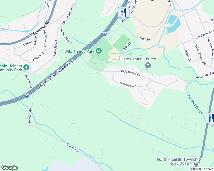 map of restaurants, bars, coffee shops, grocery stores, and more near 1760 Ridgewood Drive in Washington