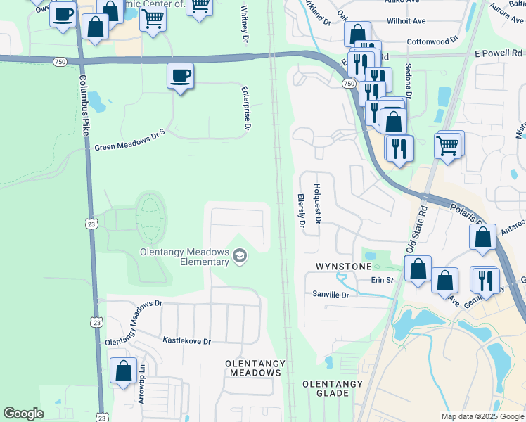 map of restaurants, bars, coffee shops, grocery stores, and more near 400 Linda Lee Lane in Lewis Center