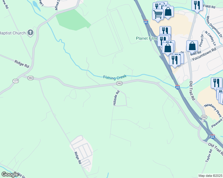 map of restaurants, bars, coffee shops, grocery stores, and more near 30 Ramblewood Drive in Goldsboro