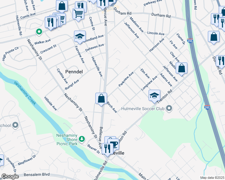 map of restaurants, bars, coffee shops, grocery stores, and more near 244 Parkview Avenue in Langhorne