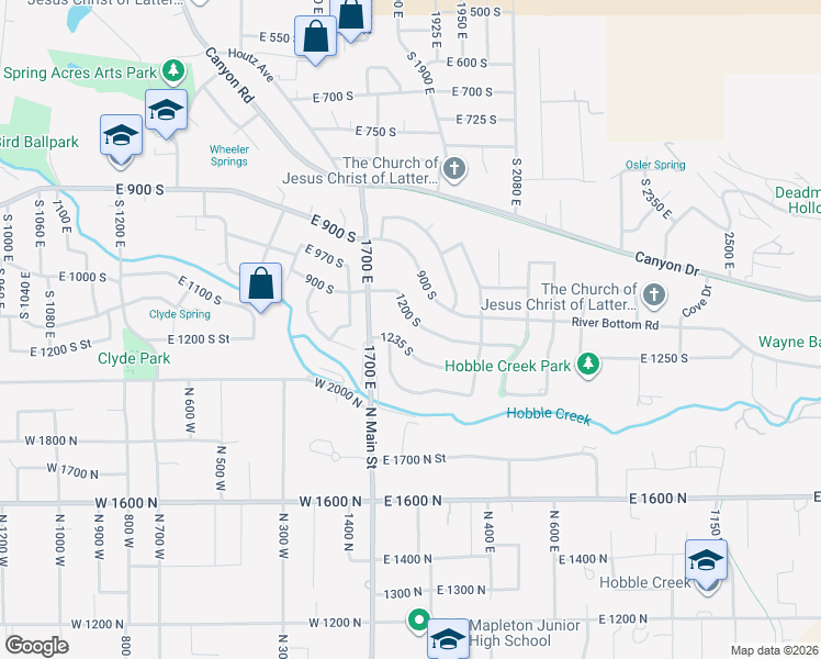 map of restaurants, bars, coffee shops, grocery stores, and more near 1828 Cobblestone Road in Springville