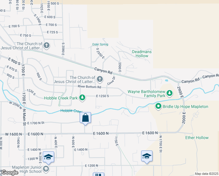 map of restaurants, bars, coffee shops, grocery stores, and more near 1084 Cove Drive in Springville
