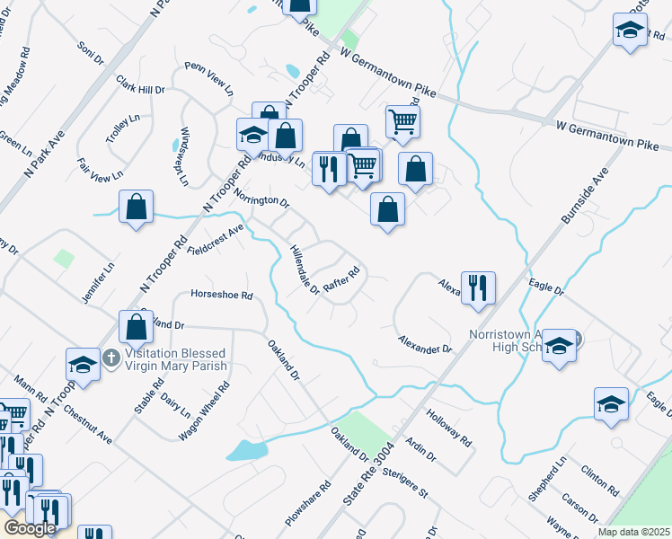map of restaurants, bars, coffee shops, grocery stores, and more near 934 Craftsman Road in Eagleville