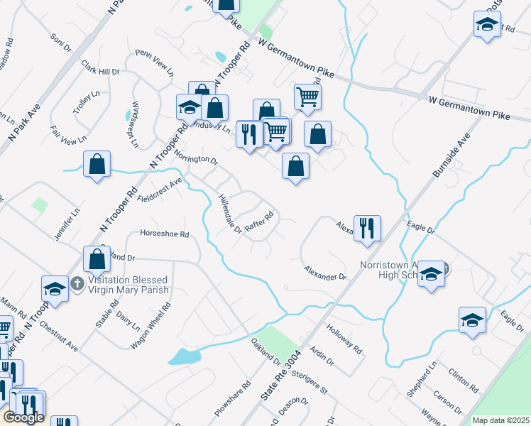 map of restaurants, bars, coffee shops, grocery stores, and more near 935 Craftsman Road in Eagleville