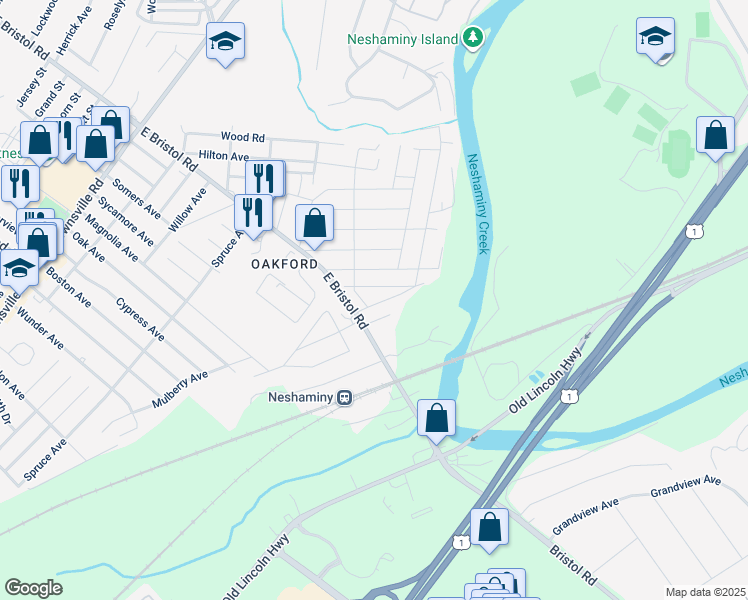 map of restaurants, bars, coffee shops, grocery stores, and more near 1912 Summit Avenue in Bucks County