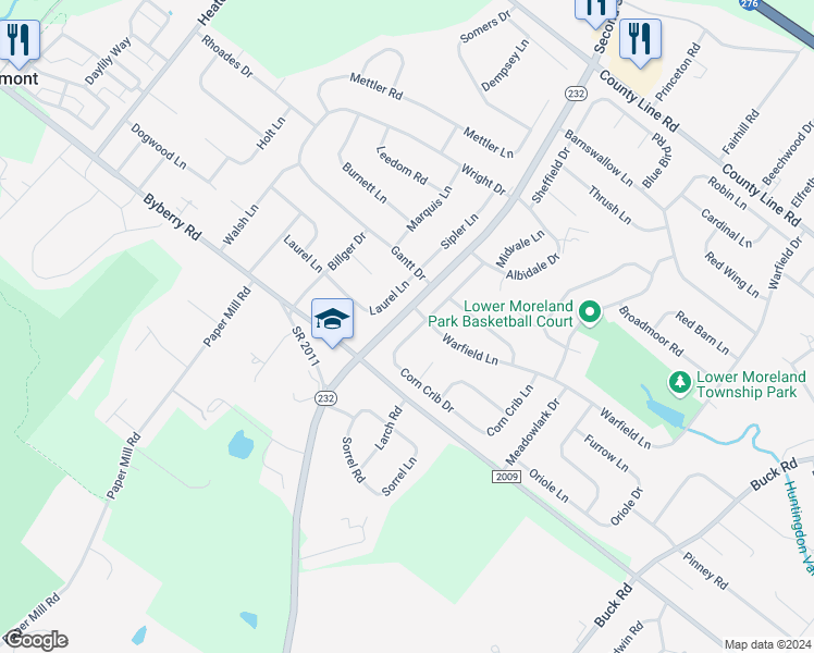 map of restaurants, bars, coffee shops, grocery stores, and more near 3556 Chimney Swift Drive in Montgomery County