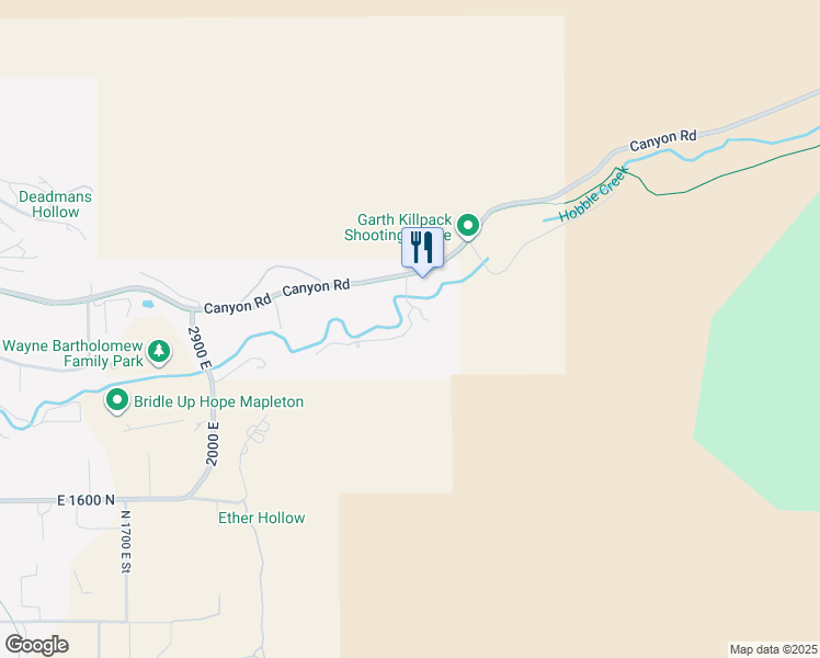 map of restaurants, bars, coffee shops, grocery stores, and more near 1141 South Oak Leaf Lane in Springville
