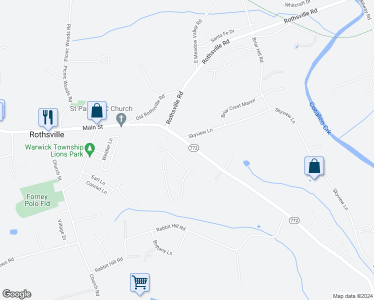 map of restaurants, bars, coffee shops, grocery stores, and more near 94 Homestead Drive in Lititz