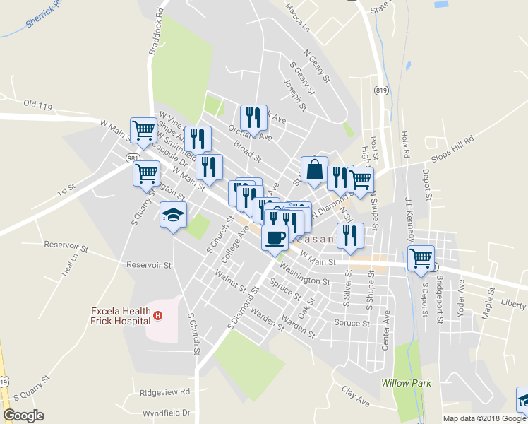 map of restaurants, bars, coffee shops, grocery stores, and more near 16 Mullin Avenue in Mount Pleasant