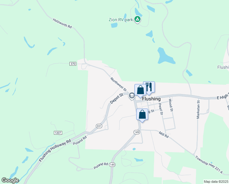 map of restaurants, bars, coffee shops, grocery stores, and more near 108 Bank Street in Flushing