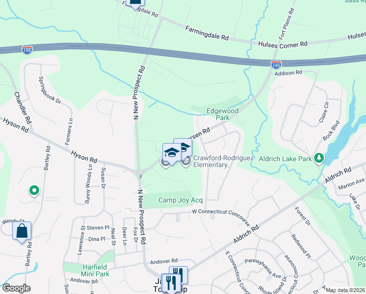 map of restaurants, bars, coffee shops, grocery stores, and more near 1057 Larsen Road in Jackson Township