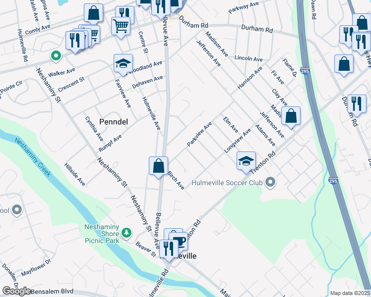 map of restaurants, bars, coffee shops, grocery stores, and more near 244 Parkview Avenue in Langhorne