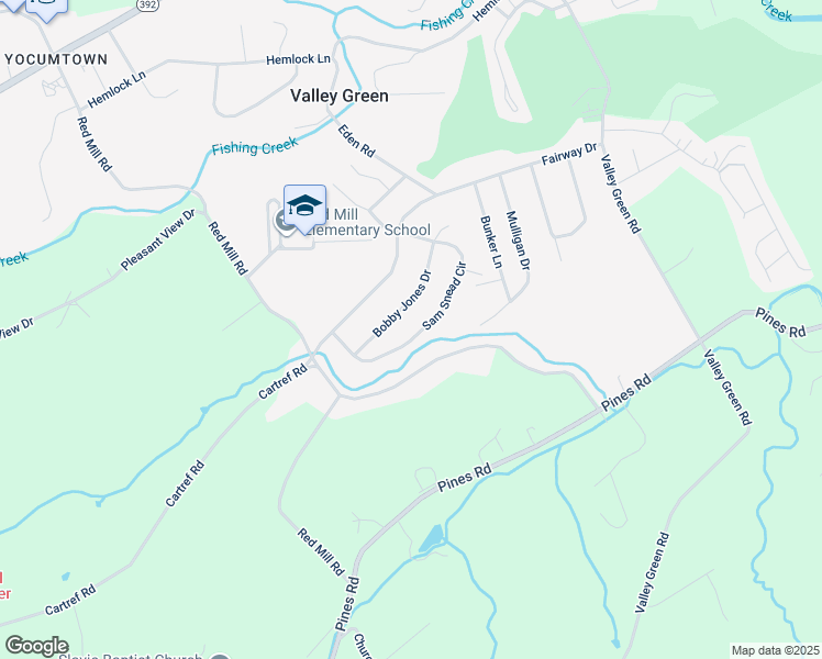 map of restaurants, bars, coffee shops, grocery stores, and more near 135 Sam Snead Circle in Valley Green