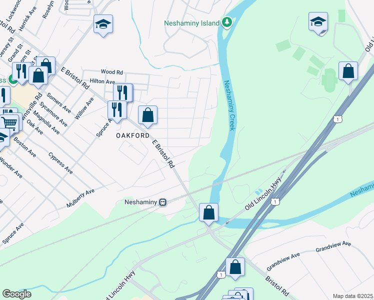 map of restaurants, bars, coffee shops, grocery stores, and more near 1930 Summit Avenue in Bucks County