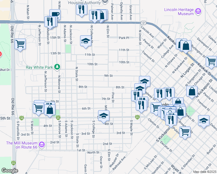 map of restaurants, bars, coffee shops, grocery stores, and more near 400 8th Street in Lincoln