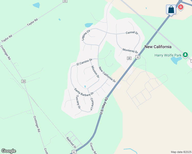 map of restaurants, bars, coffee shops, grocery stores, and more near 9595 Mission Drive in Plain City