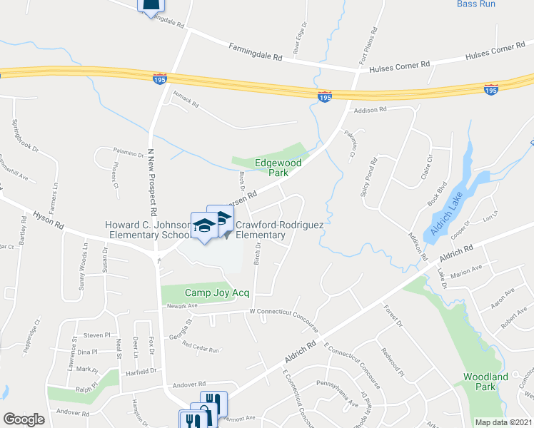 map of restaurants, bars, coffee shops, grocery stores, and more near 3 Dogwood Drive in Jackson Township