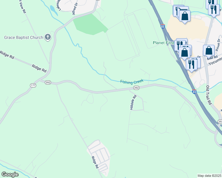map of restaurants, bars, coffee shops, grocery stores, and more near 2015 Potts Hill Road in York County